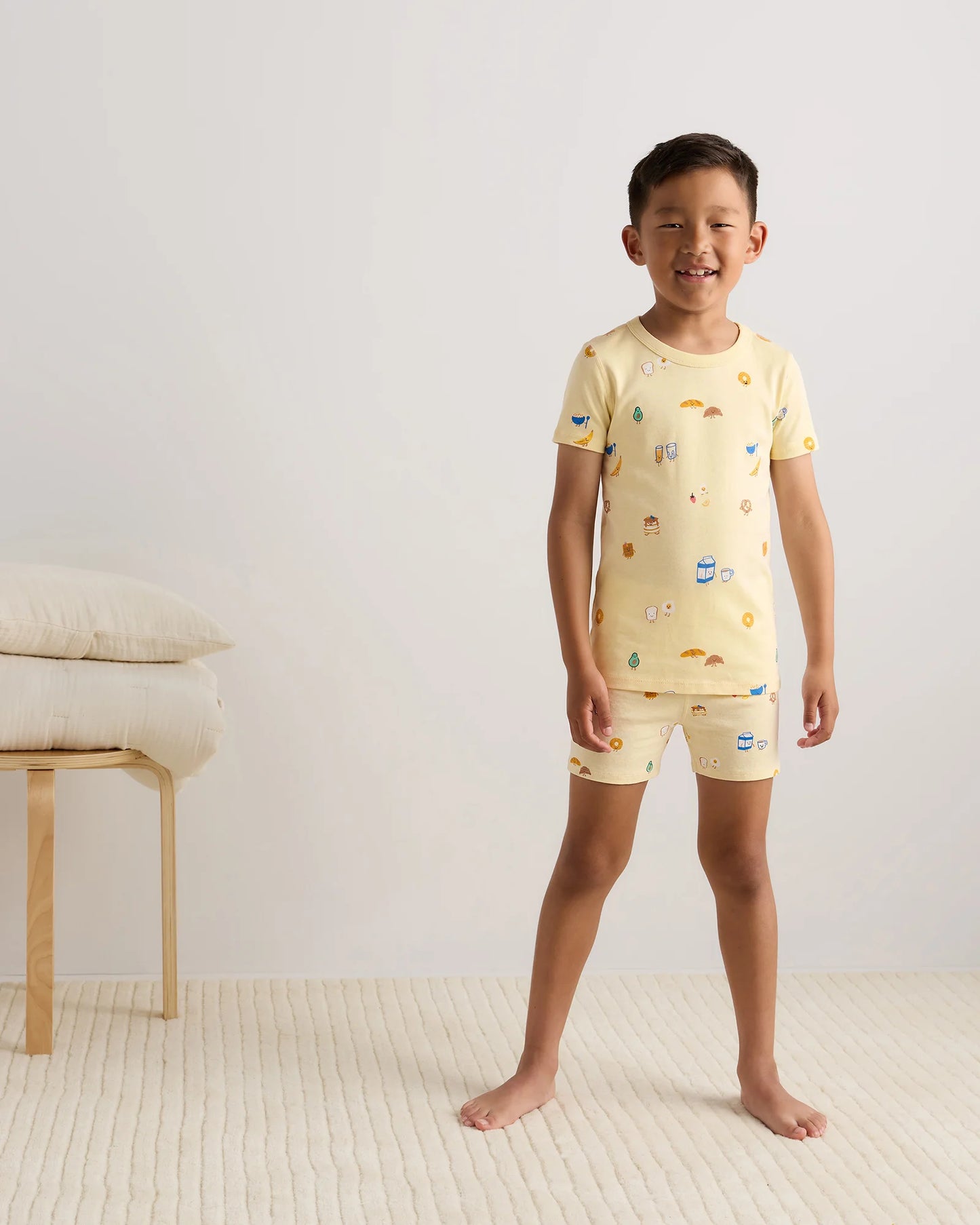 100% Organic Cotton Short Sleeve and Shorts Pajama Set - 6 / Navy Stripe