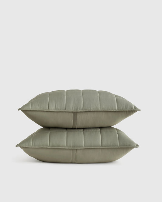 Bamboo Box Quilted Sham Set - Standard / Sage