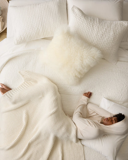 Natural Sheepskin Accent Pillow Cover - 20x20 / Ivory