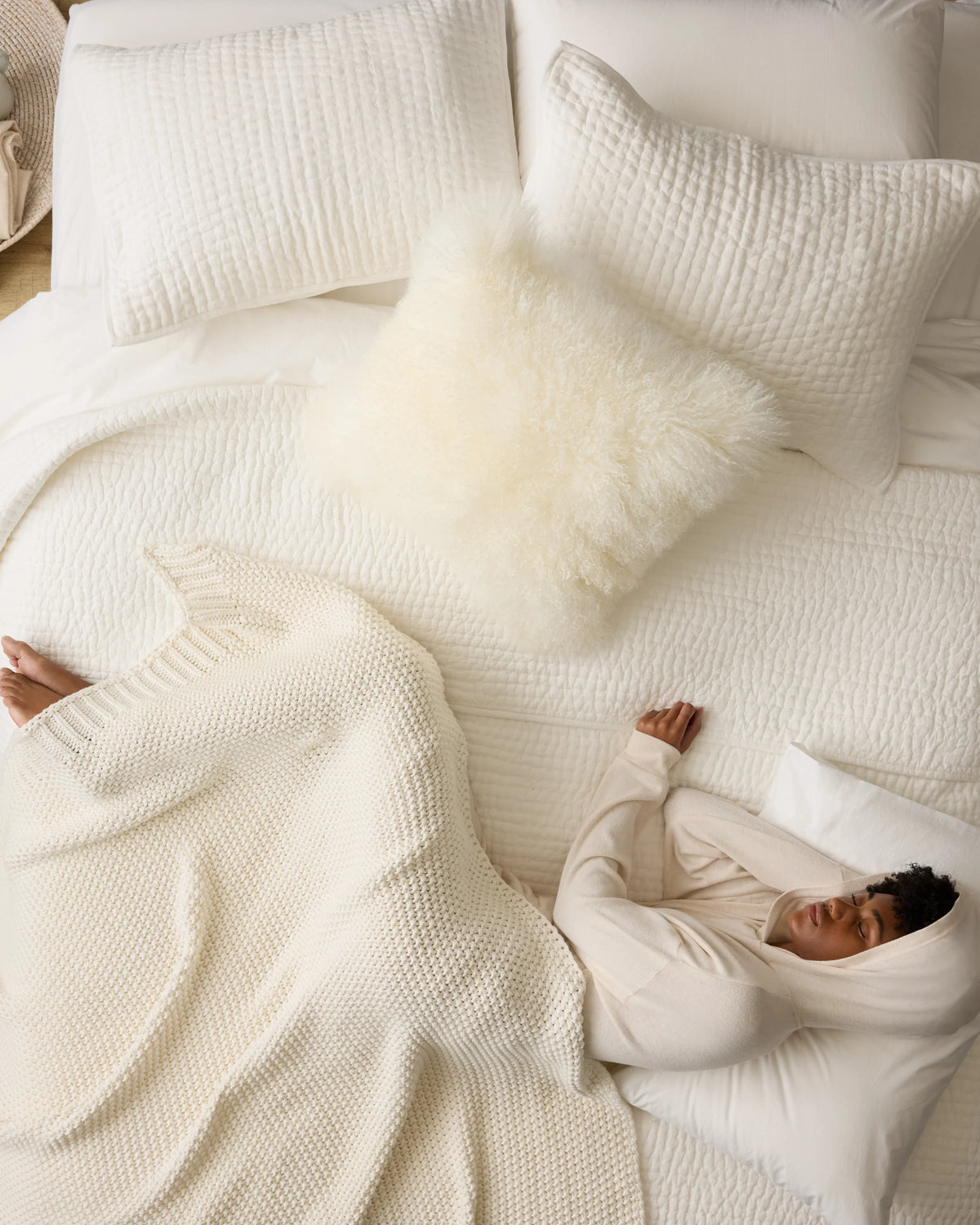 European Linen Cotton Stitch Quilt Set - Twin / Stone