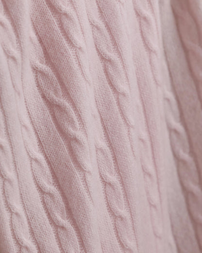 Cable Knit Cashmere Throw - 50x70 / Limoncello