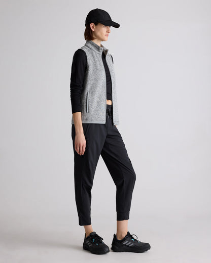 Sweater-Knit Fleece Full-Zip Vest - XS / Heather Mineral Green