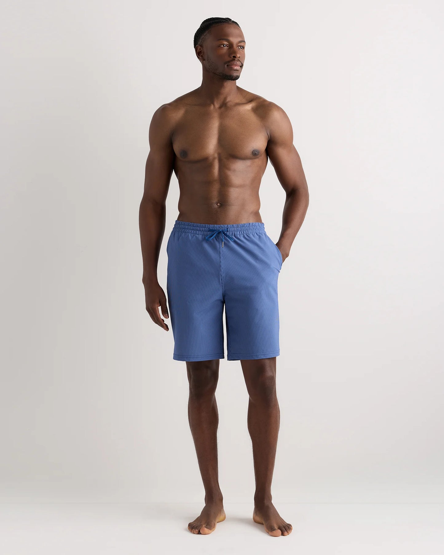 Italian Swim Trunks - 9" - S / Navy Palms