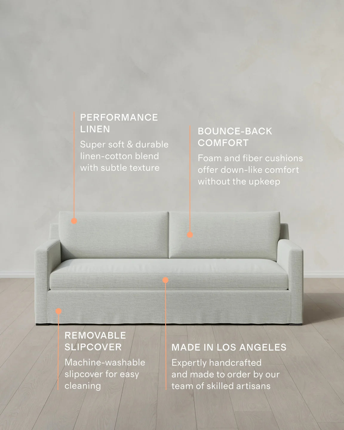 Ellery Slipcover Sofa in Performance Linen - 7ft / Sand