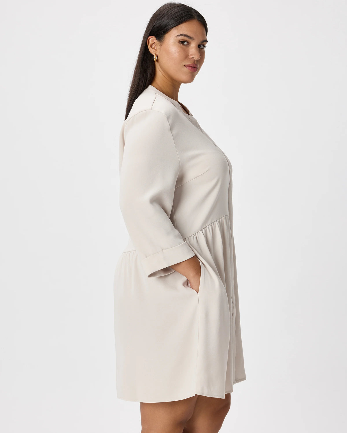 Fluid Crepe Shirt Dress - XS / Wine Tasting Red