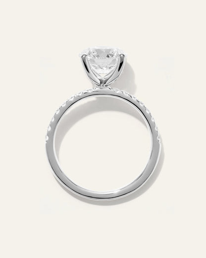 Lab Grown Diamond Round Petite Pave Engagement Ring - 2.5ct - 4 / Yellow Gold