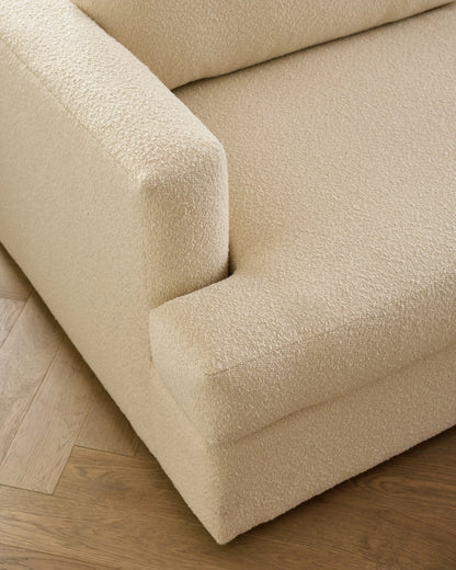 Sierra Curved Arm Chaise Sectional in Performance Boucle - Right Arm / Linen