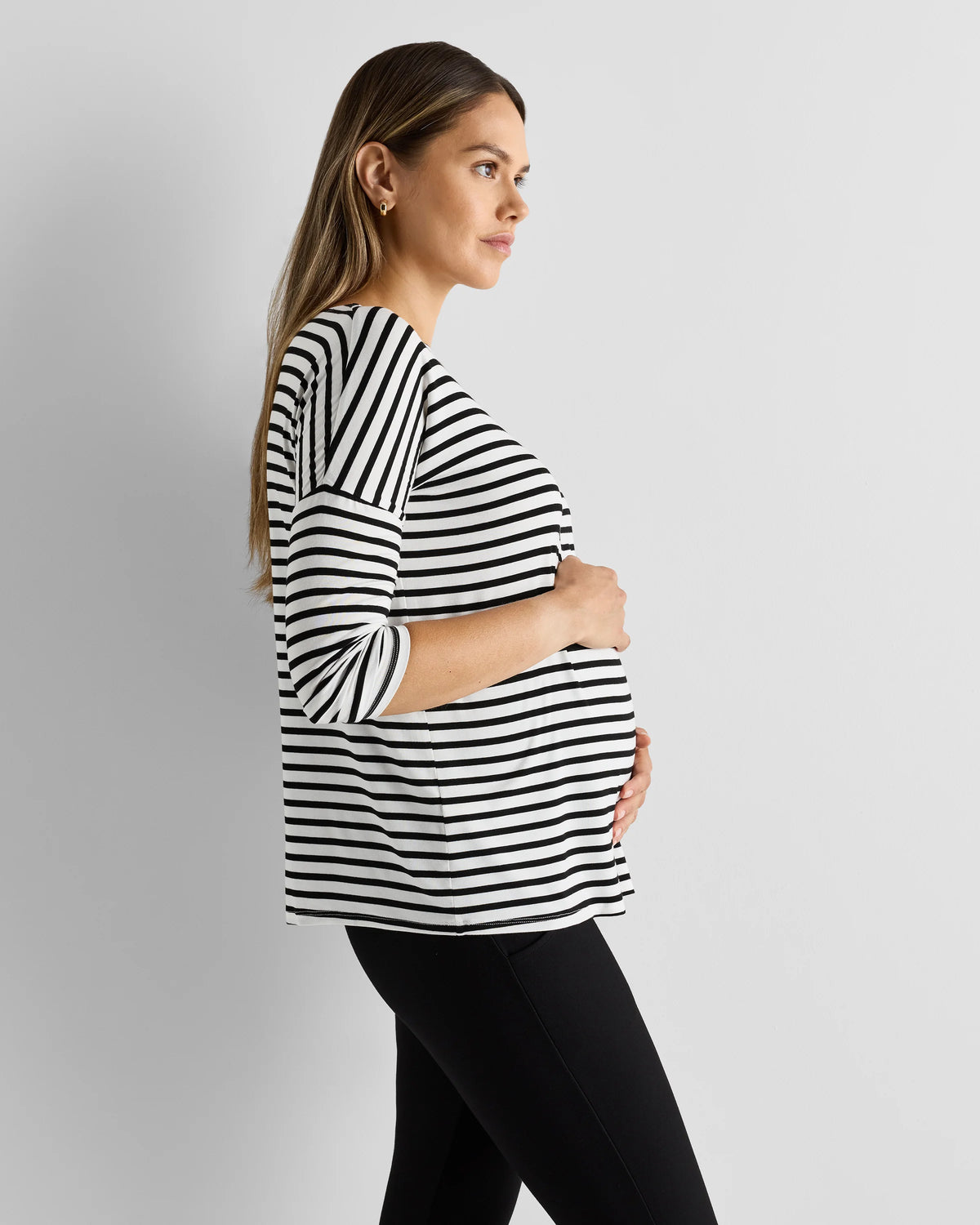 Bamboo Jersey Maternity Long Sleeve Tee (2-pack) - XS / Wine Tasting Red/Nocturnal Green