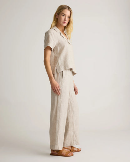 100% European Linen Wide Leg Pants - XS / Bayberry Olive