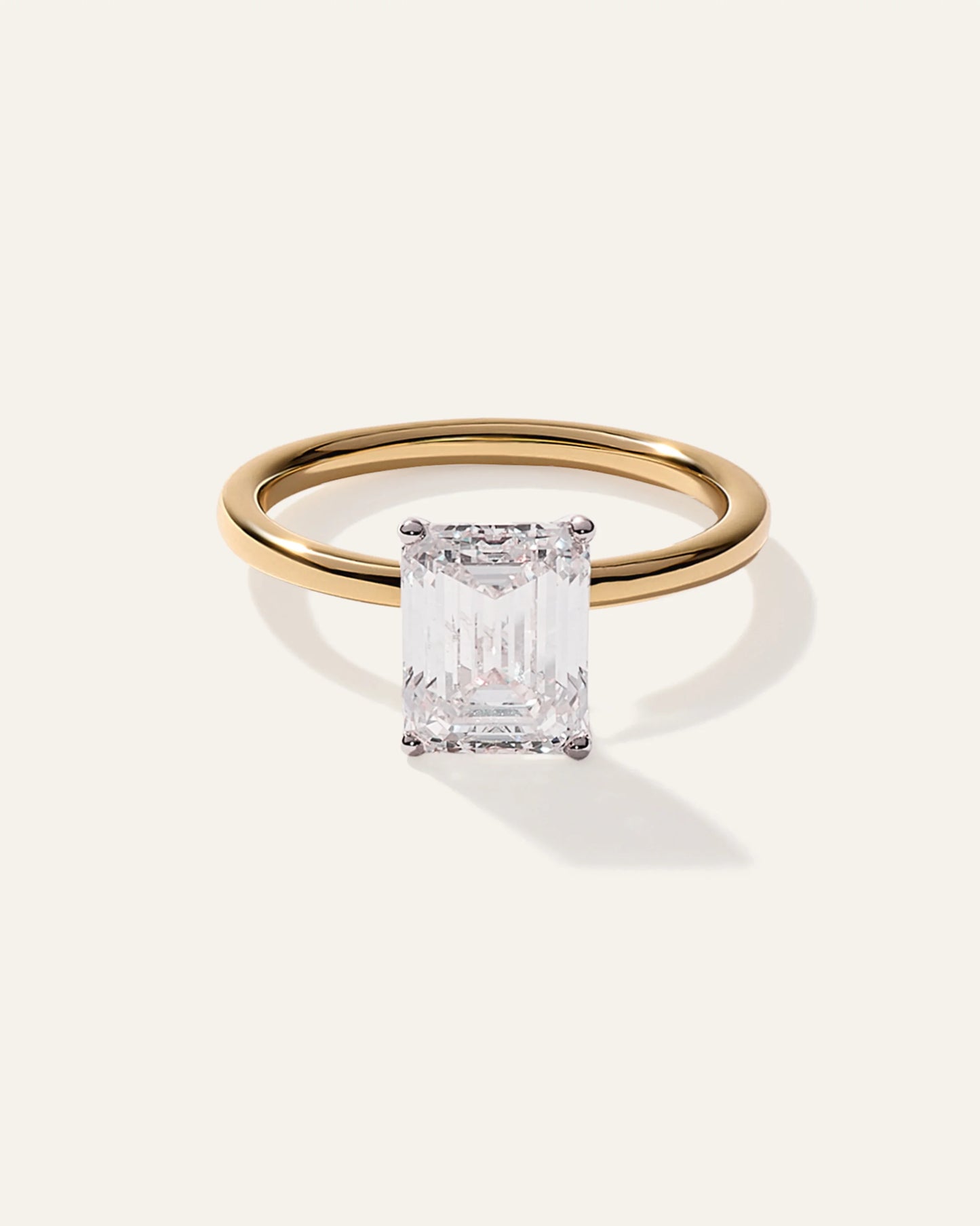 Lab Grown Diamond Emerald Comfort Fit Engagement Ring - 3ct - 4 / Yellow Gold