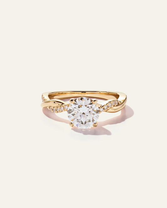 Lab Grown Diamond Round Twisted Engagement Ring - 1.5ct - 4 / Yellow Gold
