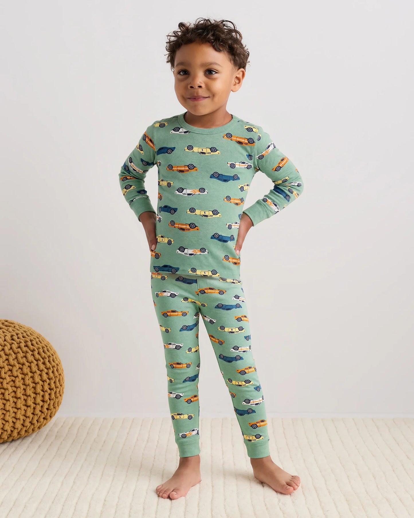 100% Organic Cotton Long Sleeve and Pant Pajama Set - 2T / Navy Stripe