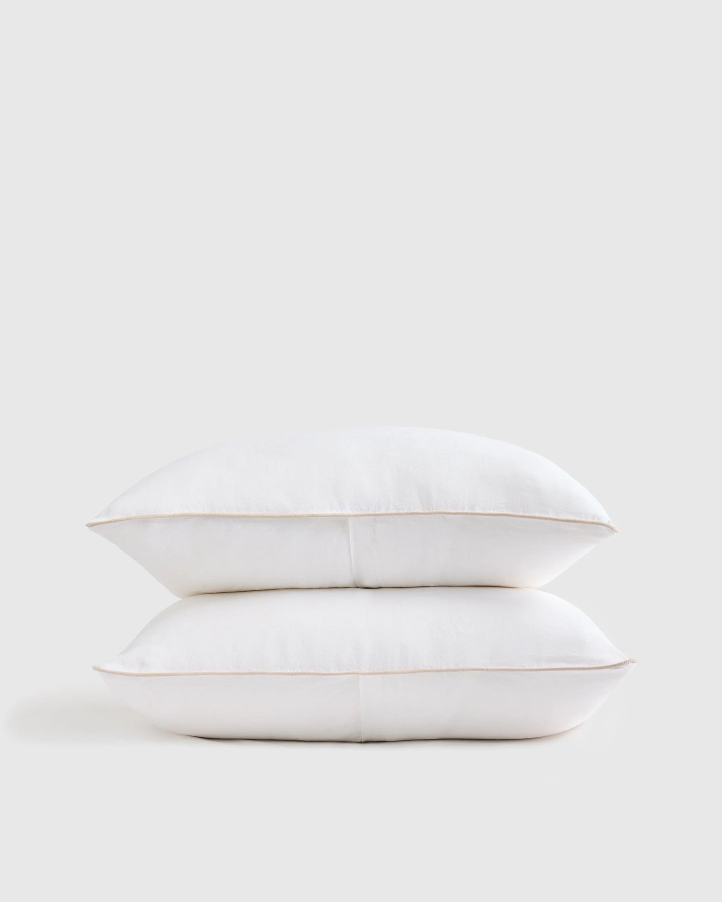 European Linen Piped Sham Set - Standard / White/Cherry