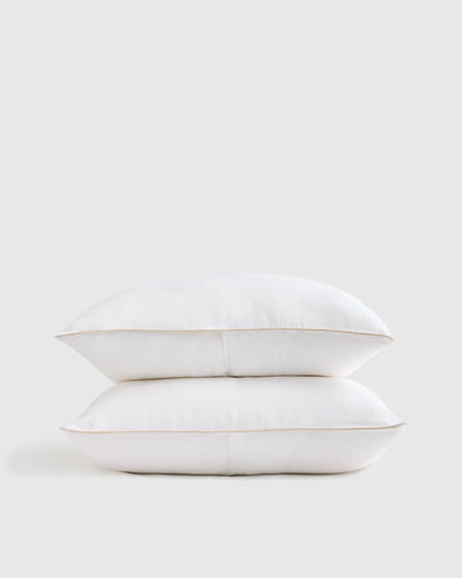 European Linen Piped Sham Set - Standard / White/Cherry