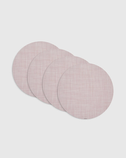 Mini Basketweave Easy-Care Round Placemat, Set of 4 by Chilewich - One Size / Parchment