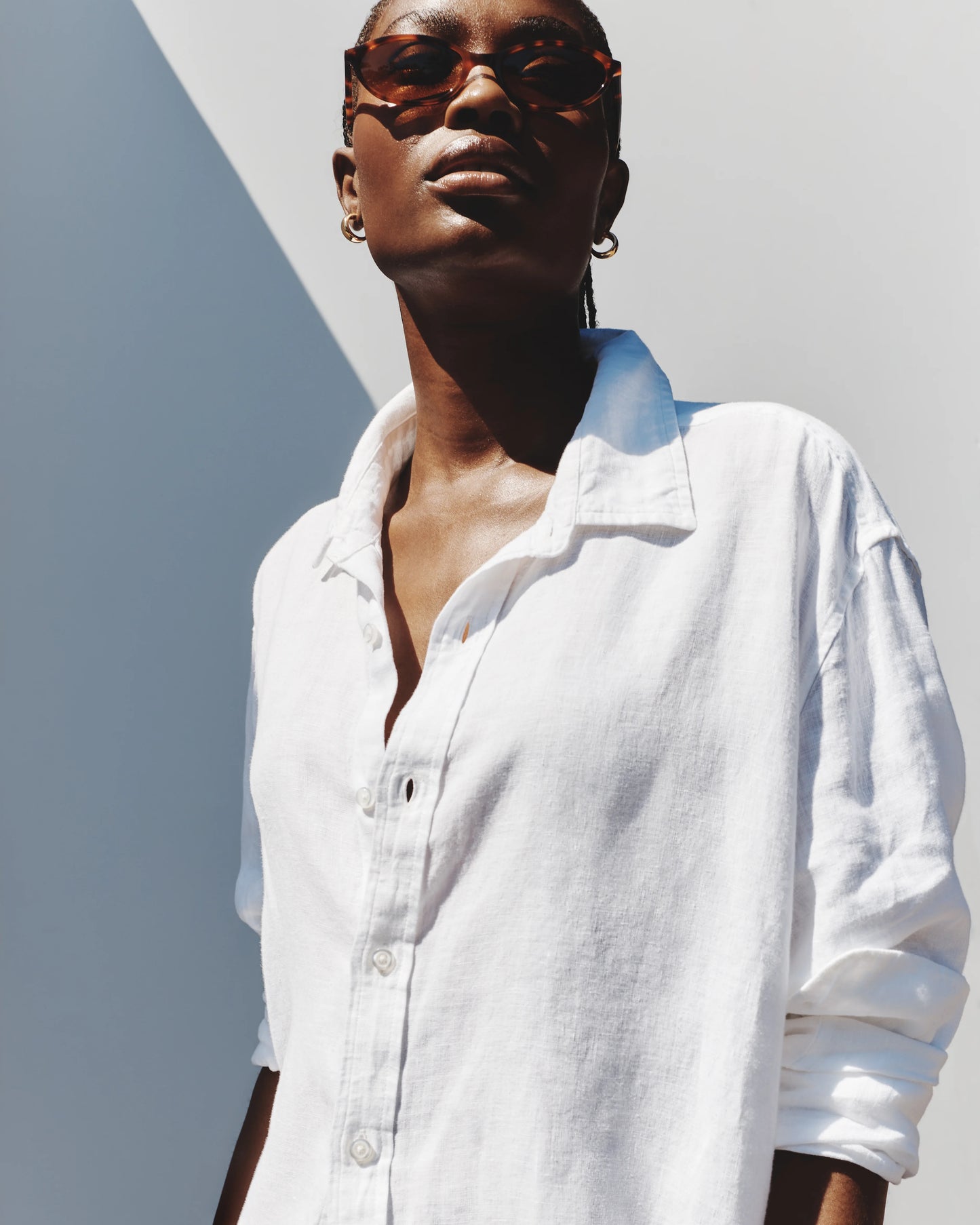 100% European Linen Long Sleeve Shirt - XS / Blue Pinstripe