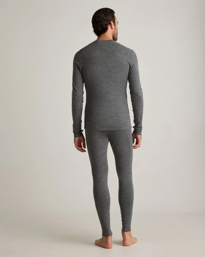 100% Merino Wool Cold Weather Base Layer Bottoms - S / Black