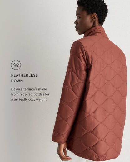 Featherless Quilted Long Puffer Jacket - XS / Silken White