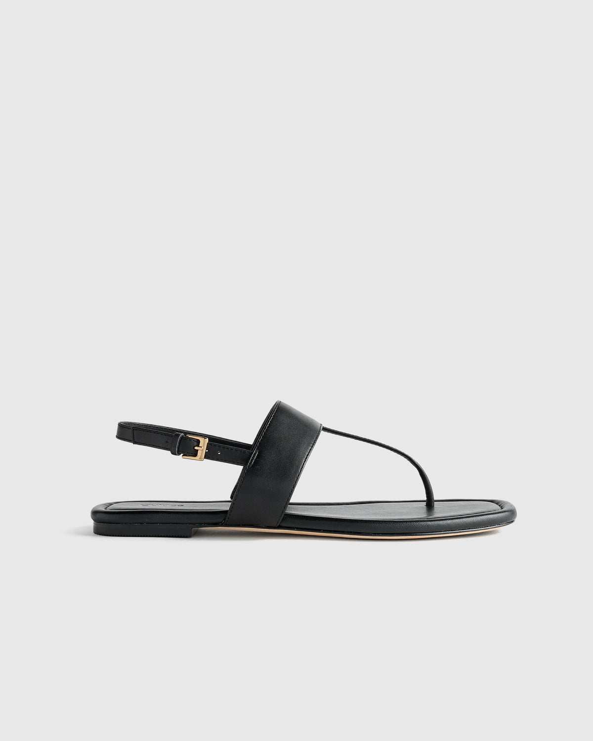 Italian Leather T-Strap Sandal - 5 / Black