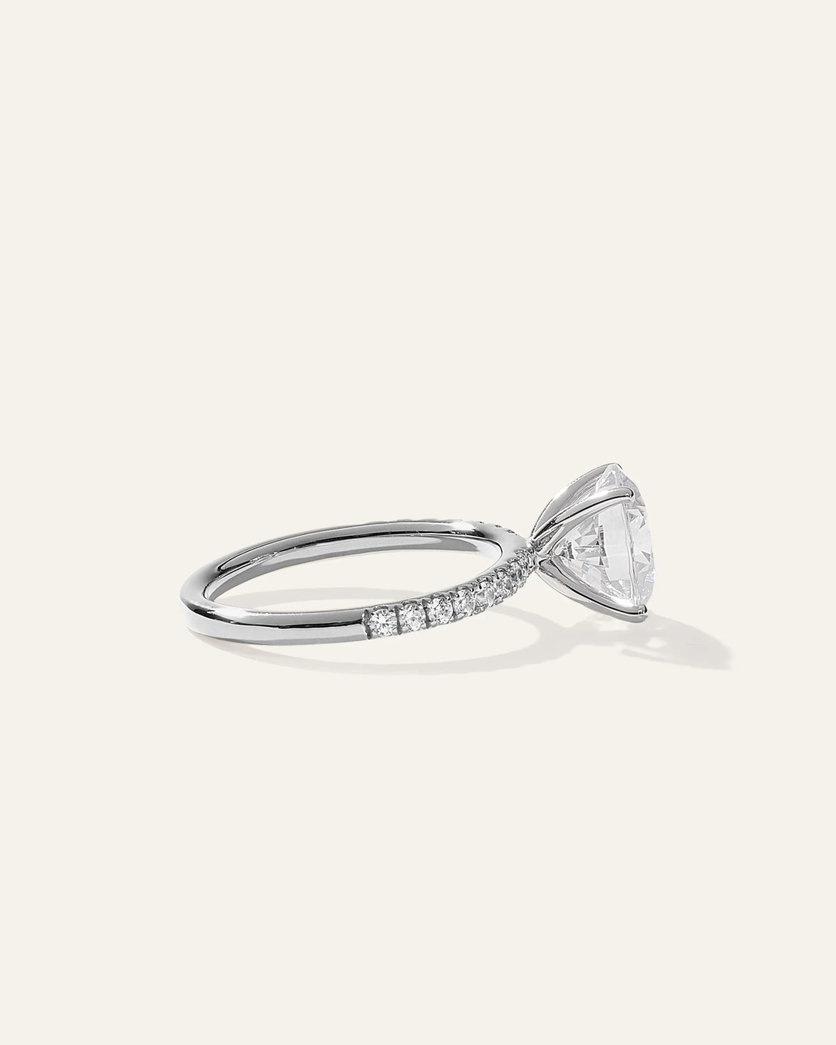 Lab Grown Diamond Round Petite Pave Engagement Ring - 3ct - 4 / Yellow Gold