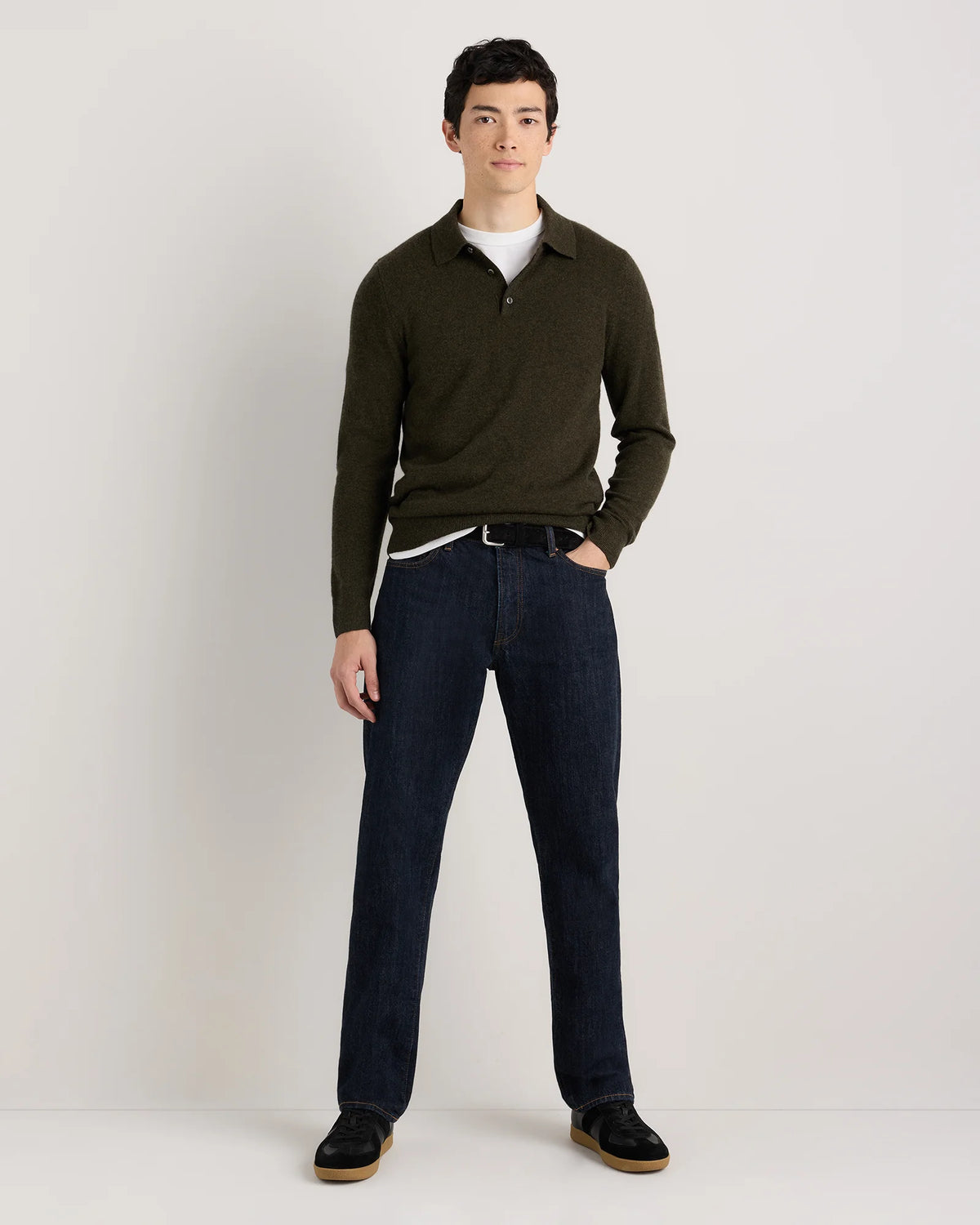 Mongolian Cashmere Polo Sweater - S / True Navy