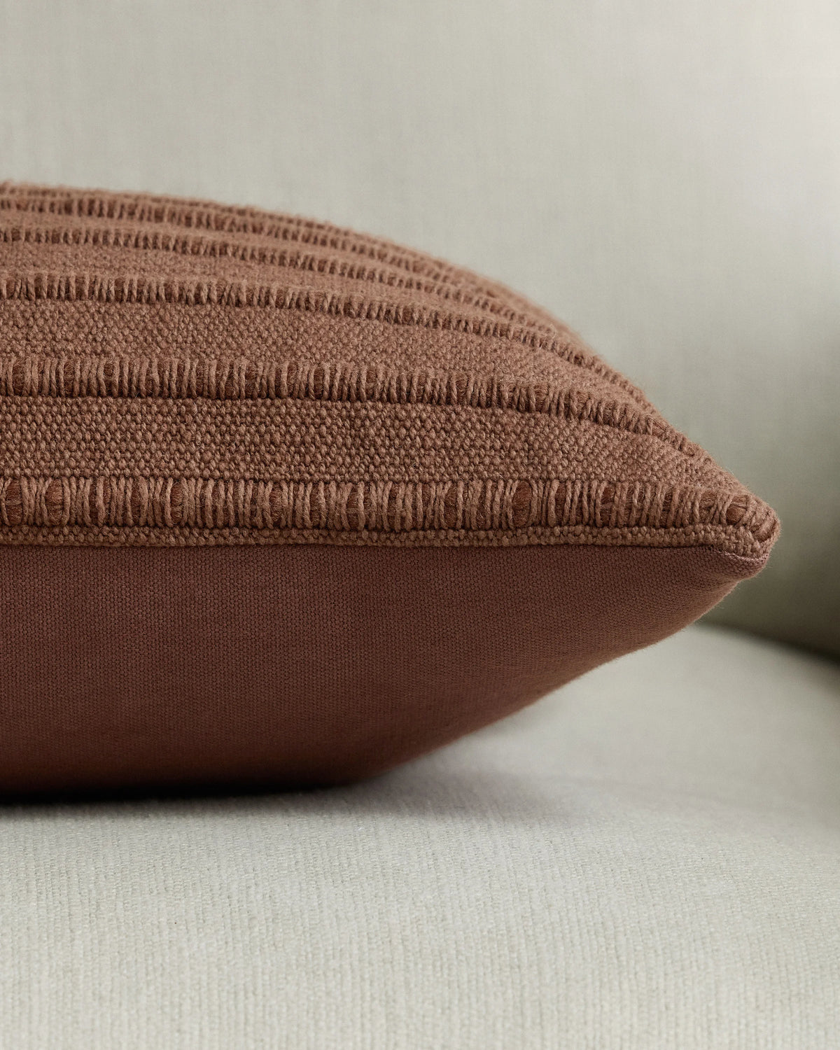 Ribbed Wool Cotton Pillow Cover - 20x20 / Red Clay