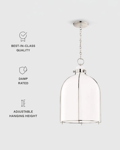 Iron and Opal Glass Bell Pendant Light - One Size / Brass