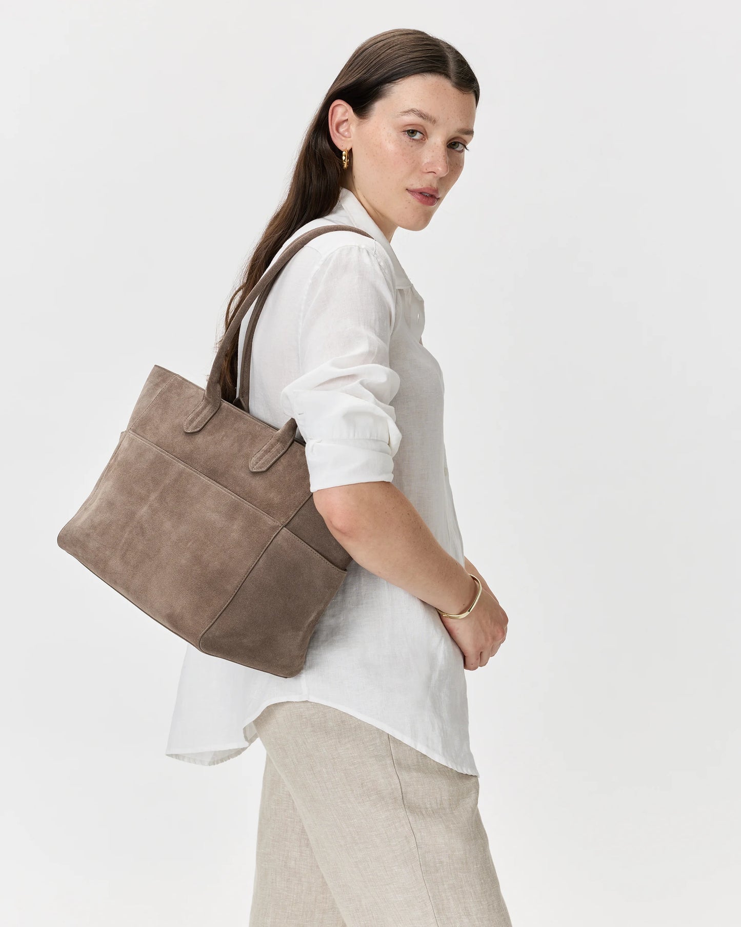 Hudson Suede Tote - One Size / Chocolate Brown