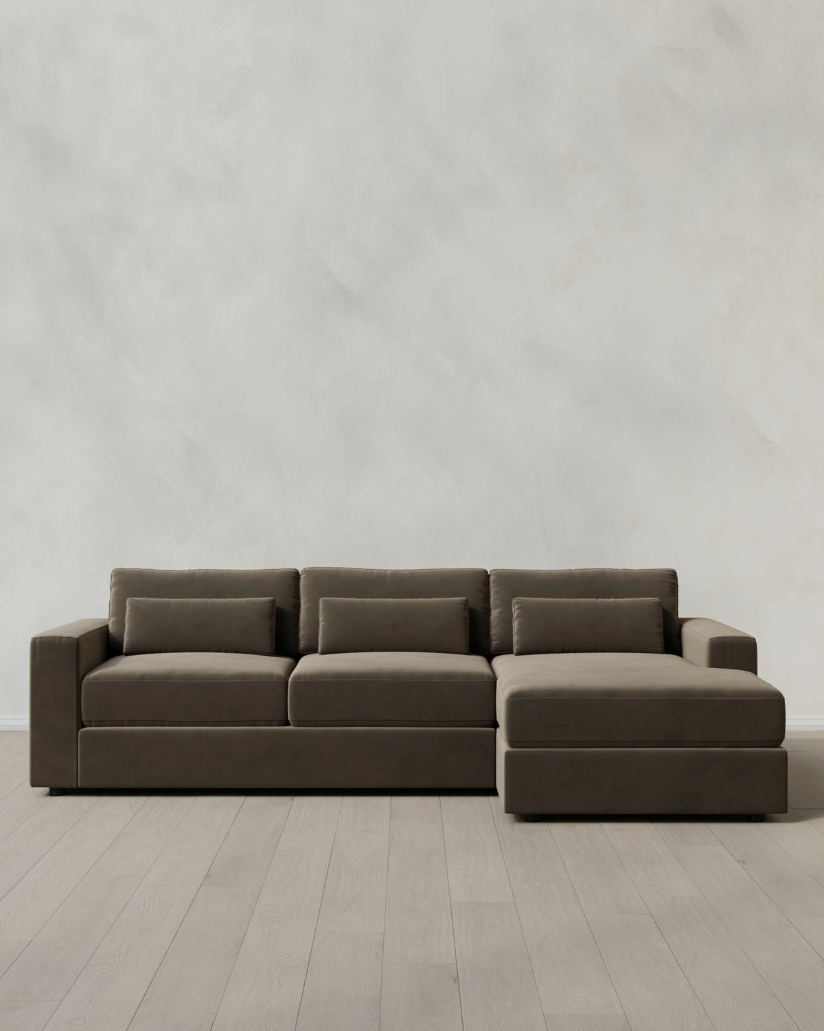Ashford Deep Seat Chaise Sectional in Performance Velvet - 119" Right Arm / Rust