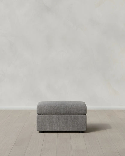 Brennan Ottoman in Performance Chenille Linen Blend - One Size / Snow