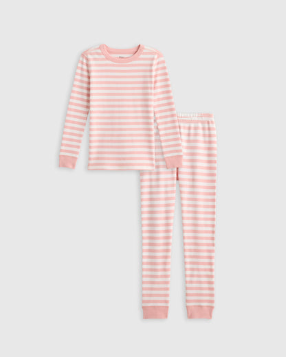100% Organic Cotton Long Sleeve and Pant Pajama Set - 2T / Navy Stripe