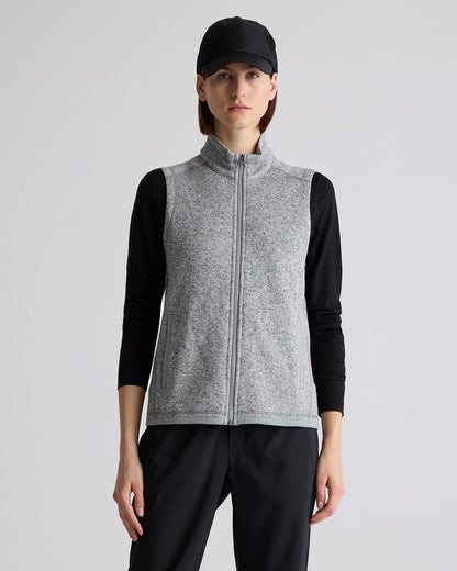 Sweater-Knit Fleece Full-Zip Vest - XS / Heather Mineral Green