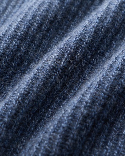 Mongolian Cashmere Fisherman Quarter Zip Sweater - S / Navy Marl