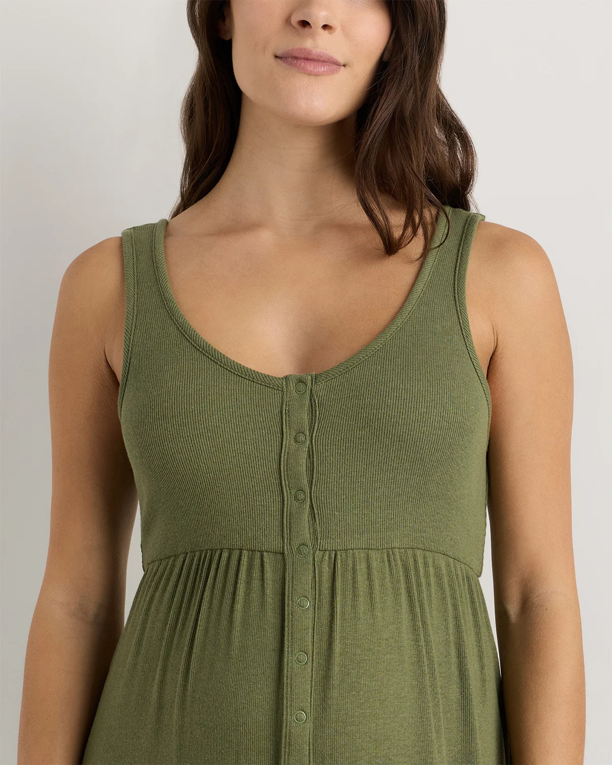 Bamboo Maternity Sleeveless Button Front Dress - XS / Classic White