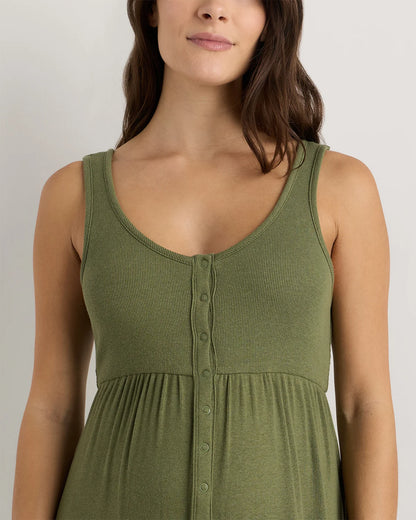 Bamboo Maternity Sleeveless Button Front Dress - XS / Classic White