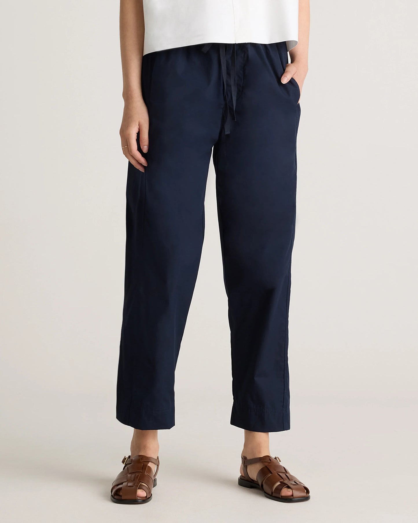 100% Organic Cotton Poplin Pull-On Pants - XS / Garden Green