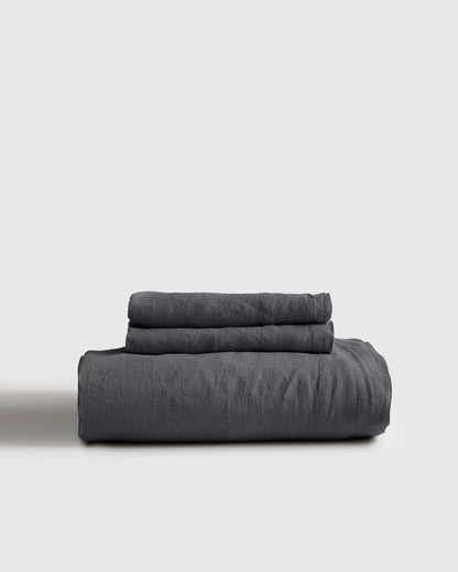 European Linen Fitted Sheet Set - Twin / Peach