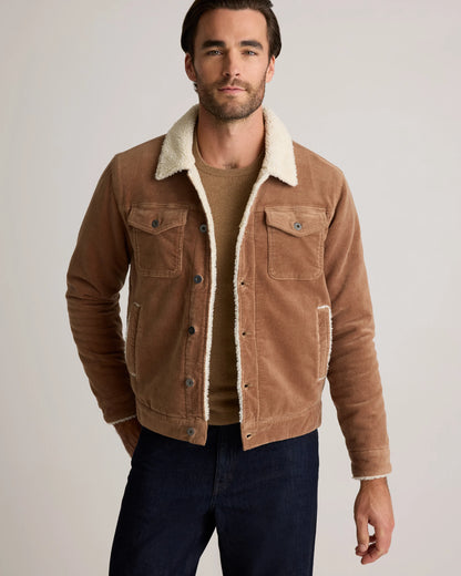 Organic Stretch Corduroy Sherpa-Lined Trucker Jacket - S / Espresso