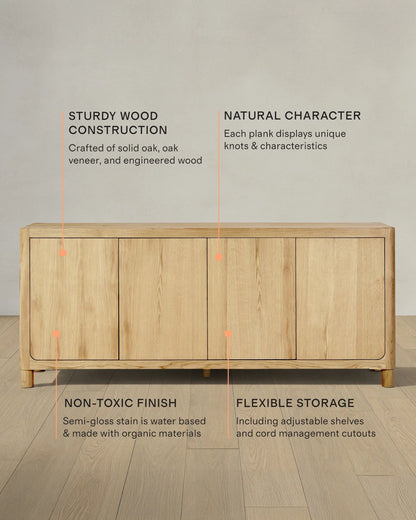 Rustic Oak Sideboard - One Size / Natural