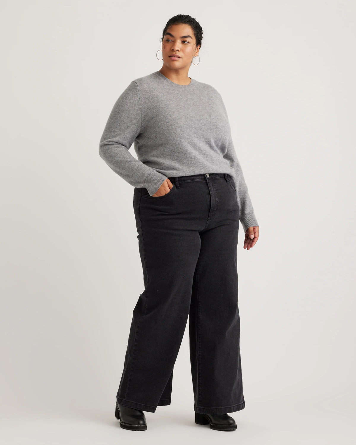 Mongolian Cashmere Crewneck Sweater - 1X / Pale Custard Yellow