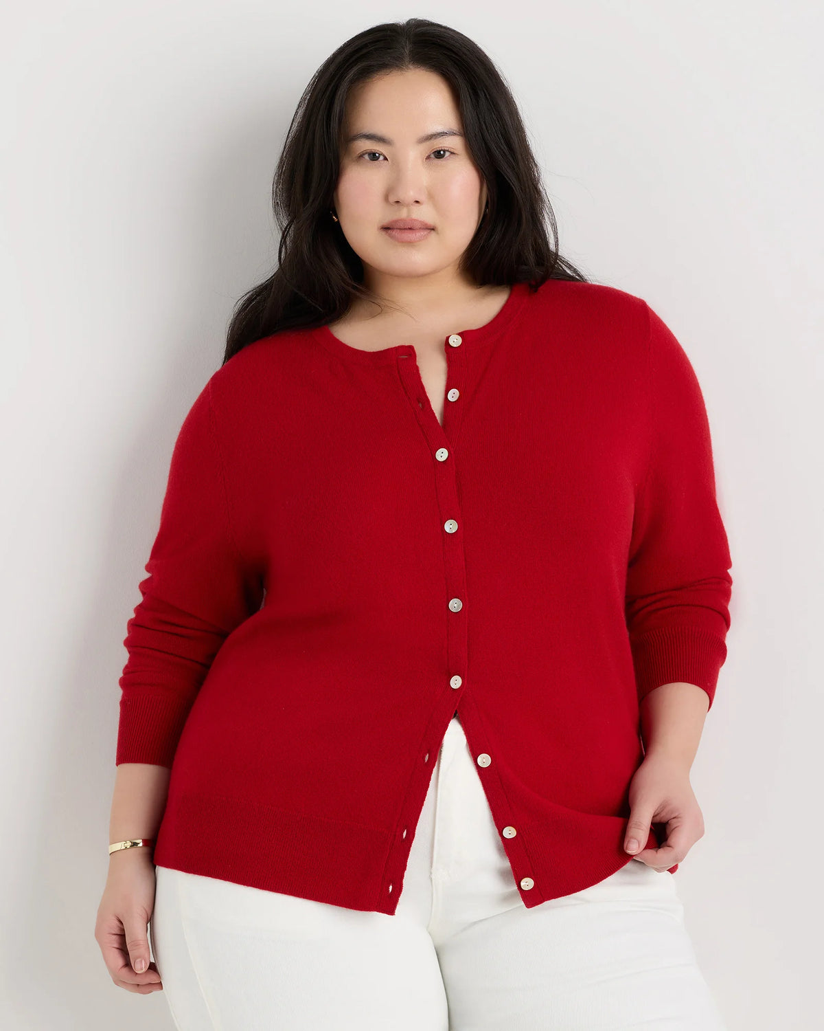 Mongolian Cashmere Cardigan Sweater - 1X / Ivory