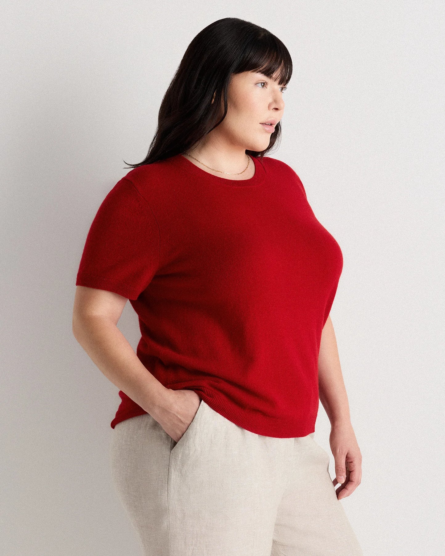 Mongolian Cashmere Tee - 1X / Heather Vintage Pink