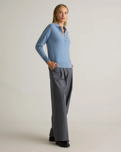 Mongolian Cashmere Polo Sweater - XS / Pale Custard Yellow