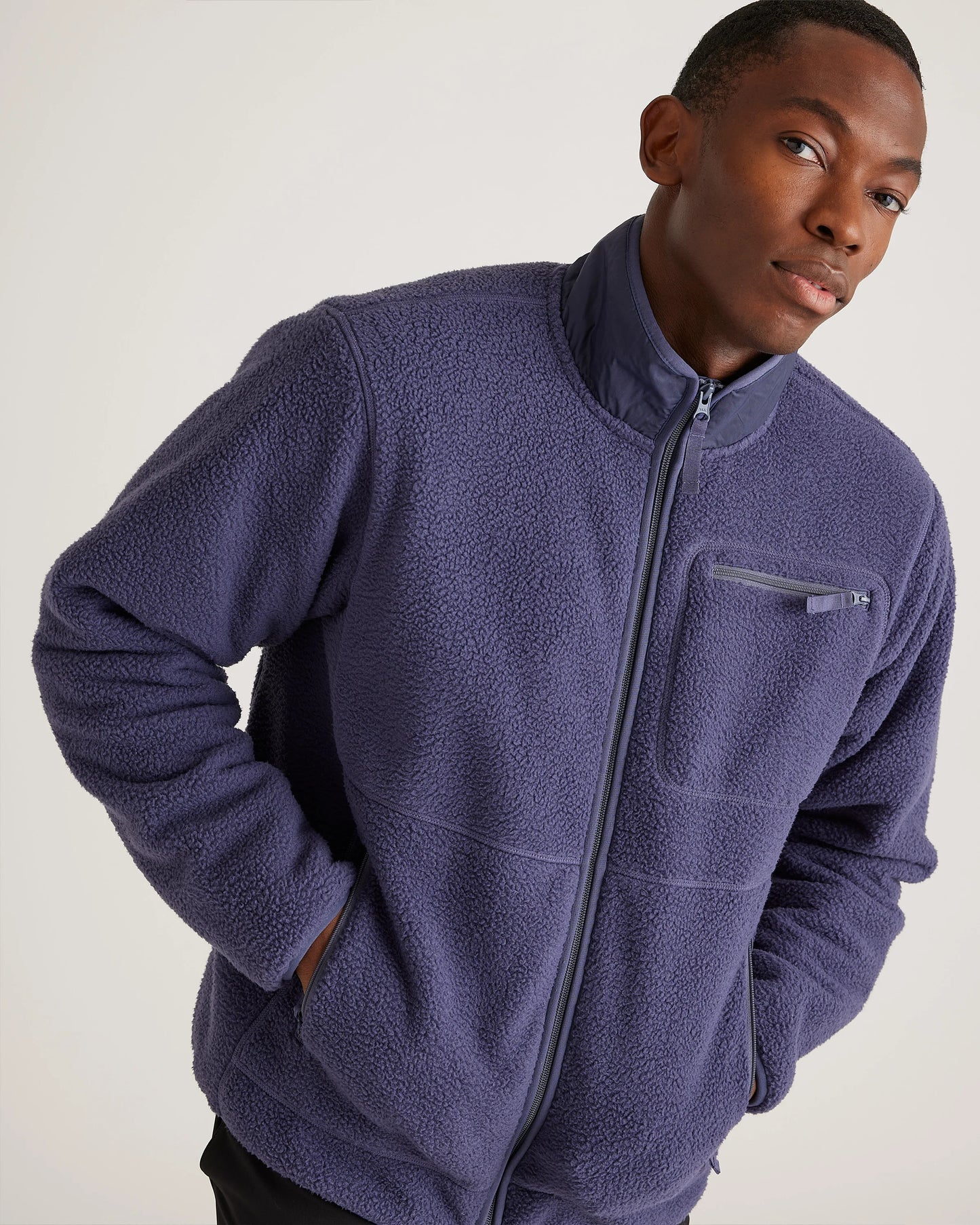 Sherpa Full Zip Jacket - S / Navy