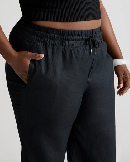 100% European Linen Wide Leg Pants - 1X / Bayberry Olive