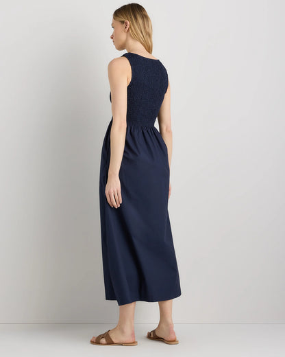 100% Organic Cotton Poplin Boat Neck Maxi Dress - XS / Black