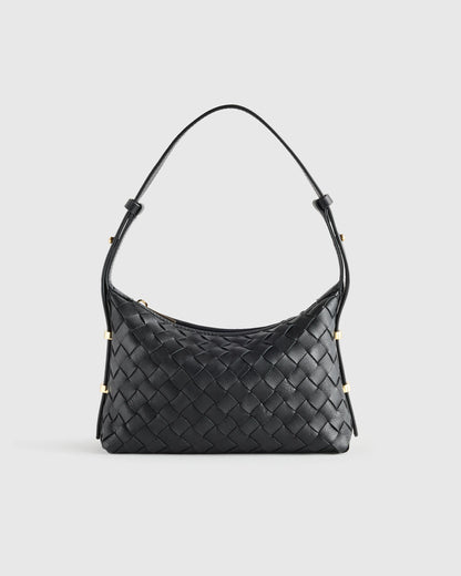 Italian Leather Handwoven Mini Bag - One Size / Black