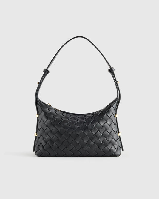 Italian Leather Handwoven Mini Bag - One Size / Black