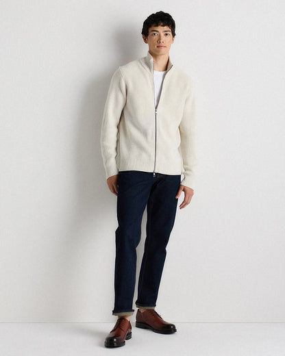 Australian Merino Wool Full Zip Sweater - S / Heather Bone