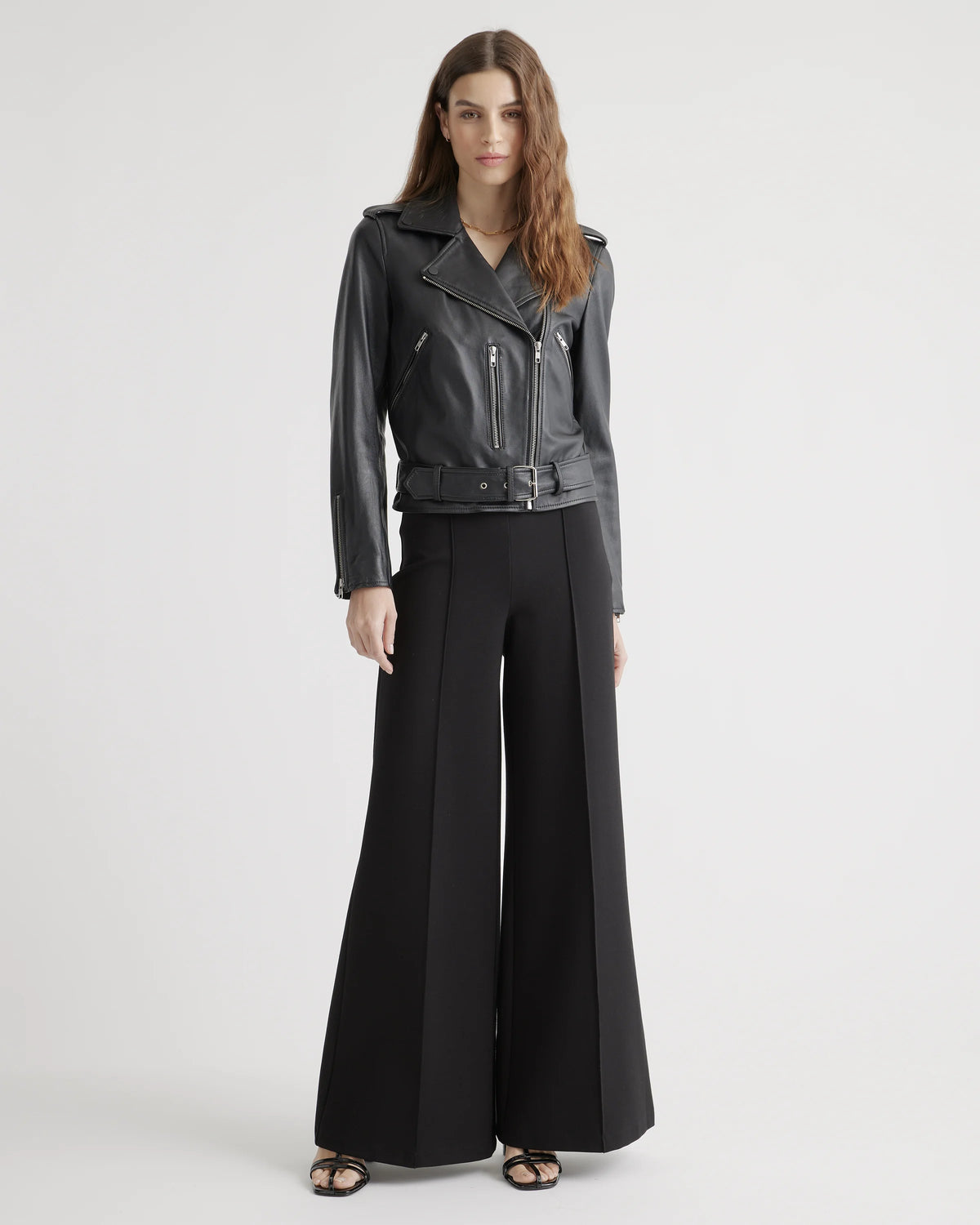 Ultra-Stretch Ponte Super Wide Leg Pants - XS / Black